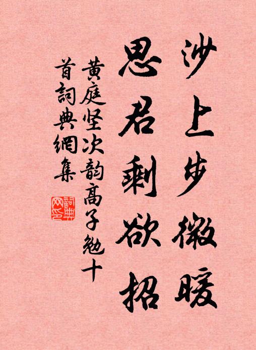 黄庭坚沙上步微暖，思君剩欲招书法作品欣赏