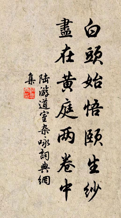 陆游白头始悟颐生纱，尽在黄庭两卷中书法作品欣赏