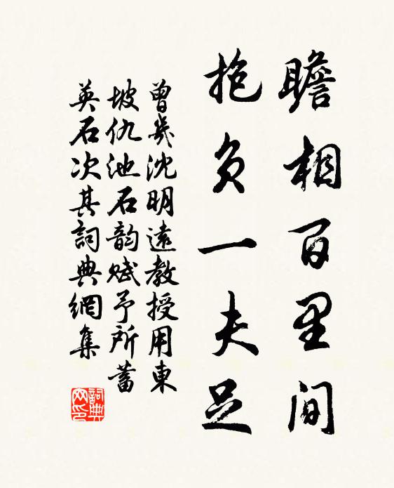 曾几瞻相百里间，抱负一夫足书法作品欣赏