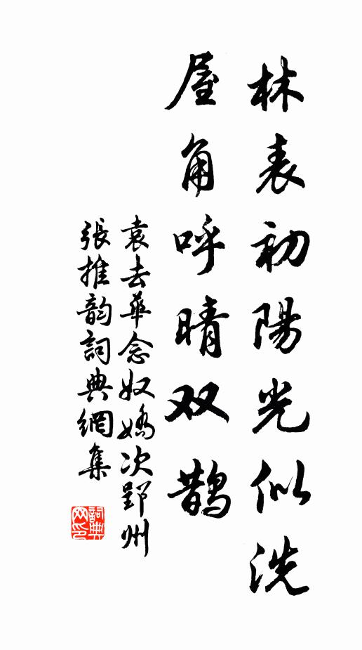 袁去华林表初阳光似洗，屋角呼晴双鹊书法作品欣赏