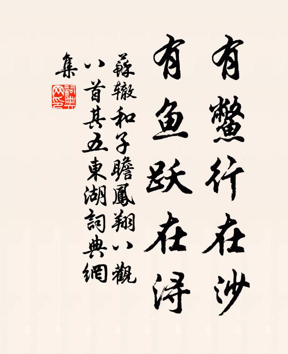 苏辙有鳖行在沙，有鱼跃在浔书法作品欣赏