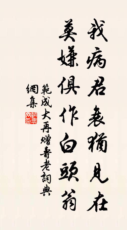 范成大我病君衰犹见在，莫嫌俱作白头翁书法作品欣赏