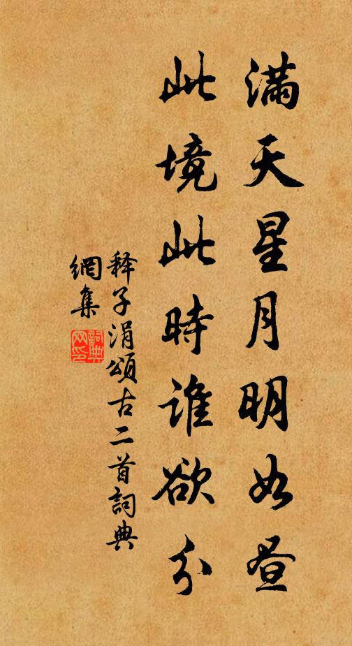 释子涓满天星月明如昼，此境此时谁欲分书法作品欣赏