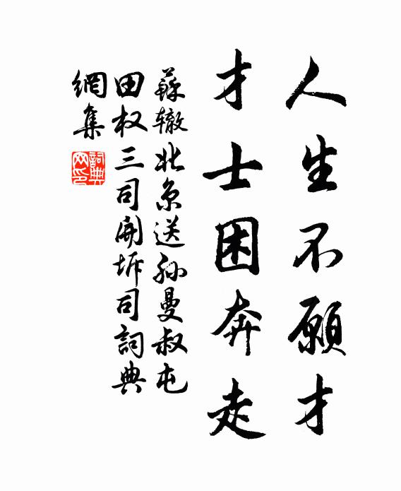 苏辙人生不愿才，才士困奔走书法作品欣赏