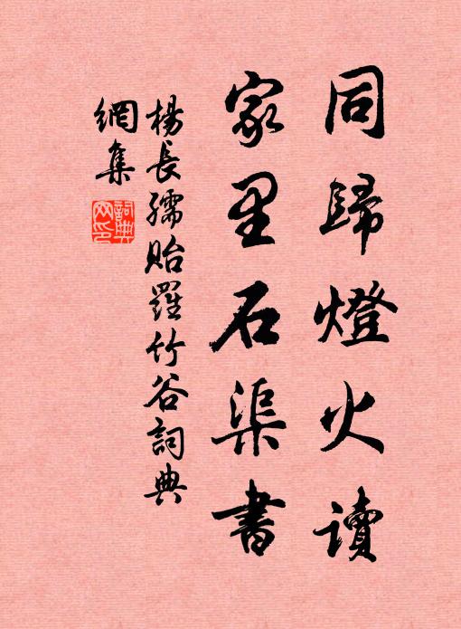杨长孺同归灯火读，家里石渠书书法作品欣赏