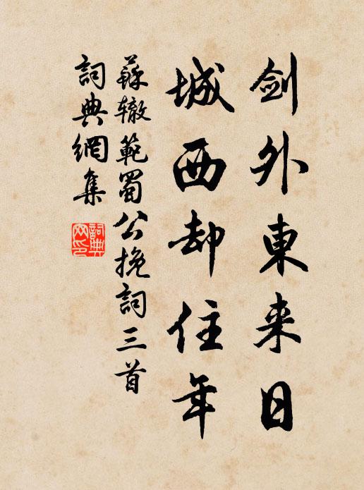 苏辙剑外东来日，城西却住年书法作品欣赏