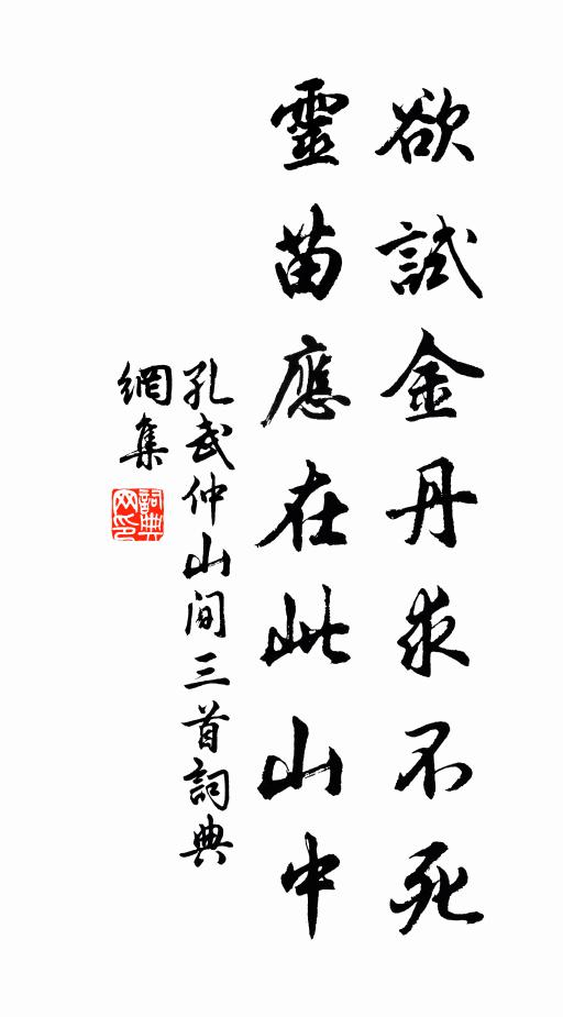 孔武仲欲试金丹求不死，灵苗应在此山中书法作品欣赏