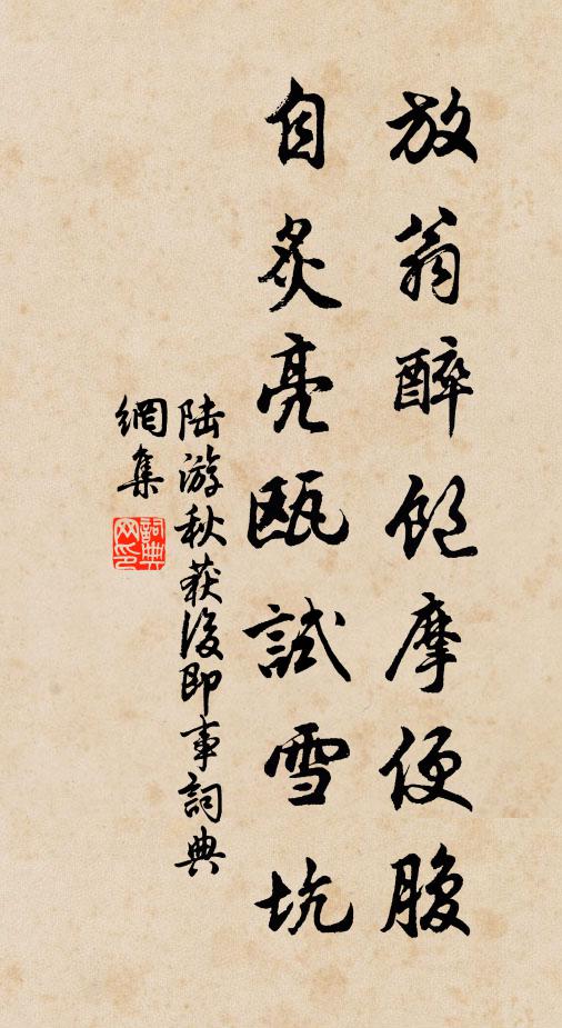 陆游放翁醉饱摩便腹，自炙亮瓯试雪坑书法作品欣赏