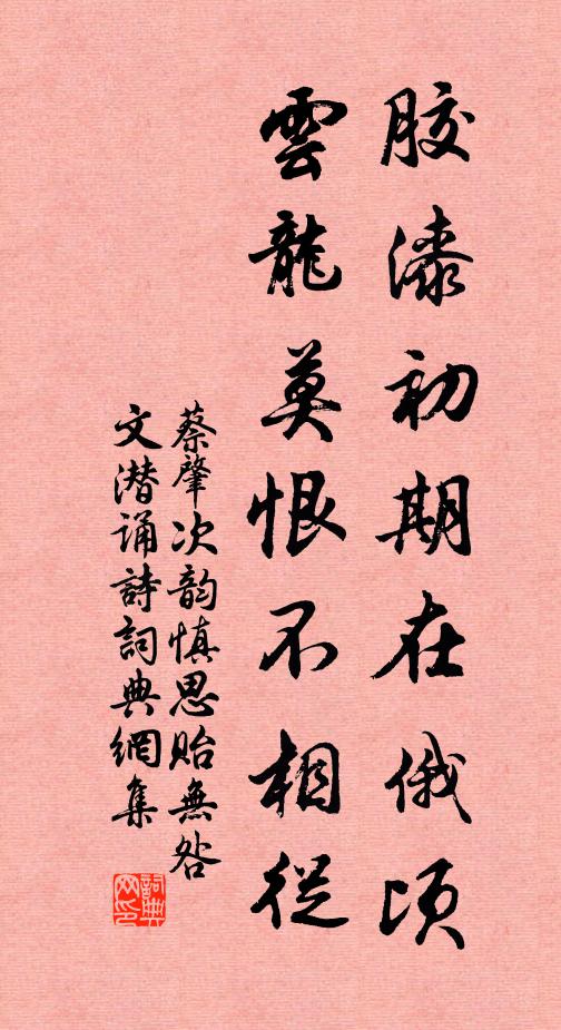 蔡肇胶漆初期在俄顷，云龙莫恨不相从书法作品欣赏
