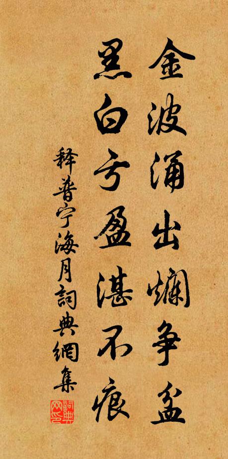 释普宁金波涌出烂争盆，黑白亏盈湛不痕书法作品欣赏
