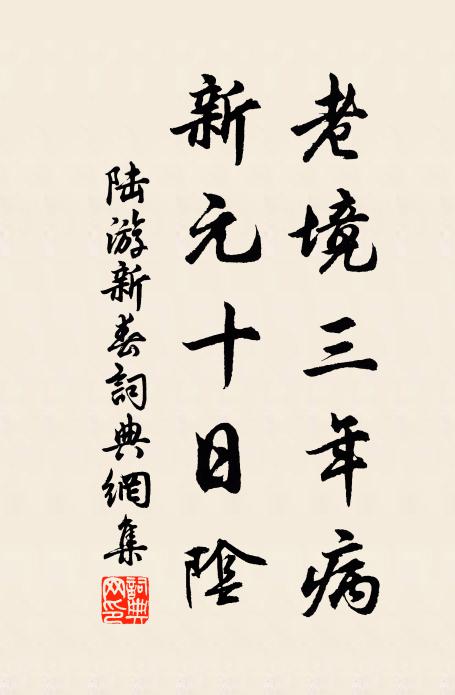 陆游老境三年病，新元十日阴书法作品欣赏
