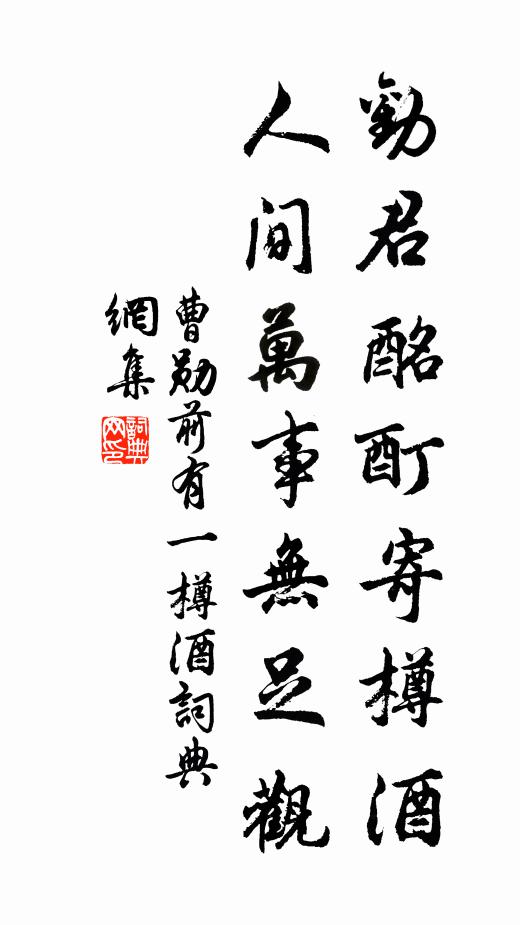 曹勋劝君酩酊寄樽酒，人间万事无足观书法作品欣赏