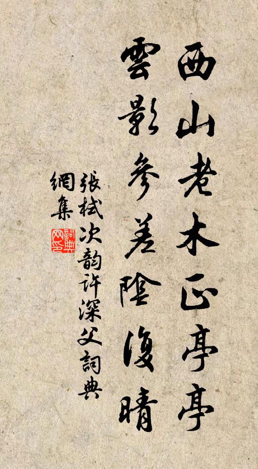 张栻西山老木正亭亭，云影参差阴复晴书法作品欣赏