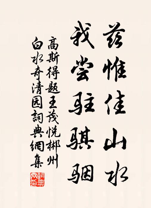 高斯得兹惟佳山水，我尝驻骐骃书法作品欣赏
