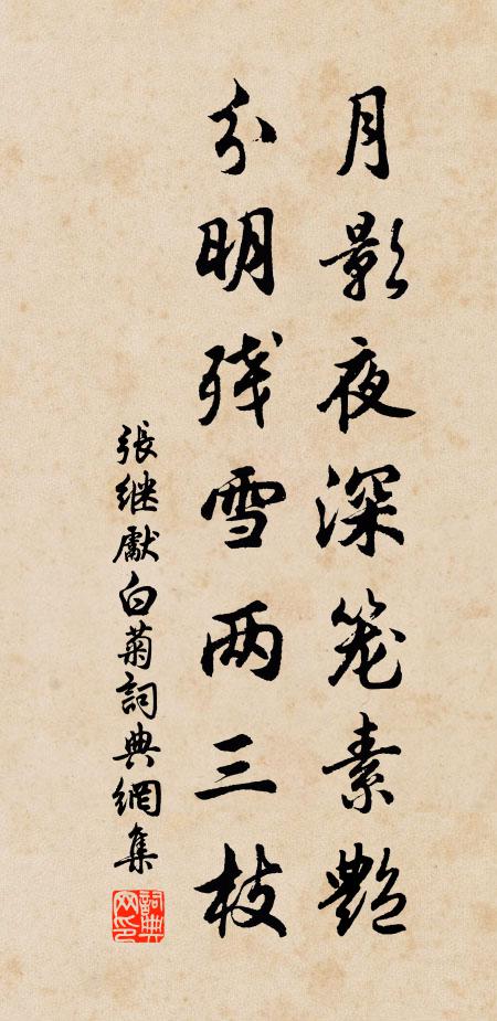 张继先月影夜深笼素艳，分明残雪两三枝书法作品欣赏