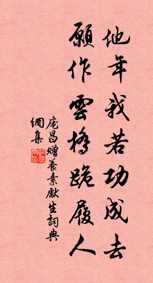 庞昌他年我若功成去，愿作云桥跪履人书法作品欣赏