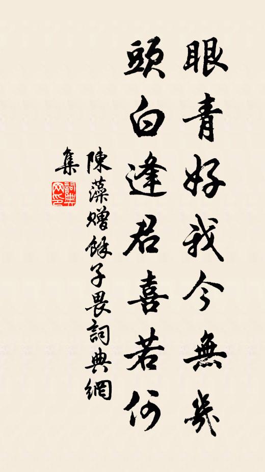 陈藻眼青好我今无几，头白逢君喜若何书法作品欣赏
