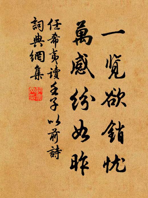 任希夷一览欲销忧，万感纷如昨书法作品欣赏