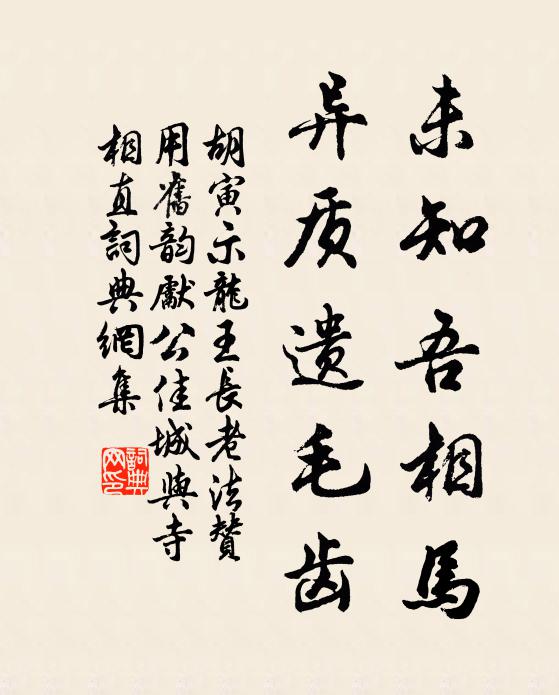 胡寅未知吾相马，异质遗毛齿书法作品欣赏
