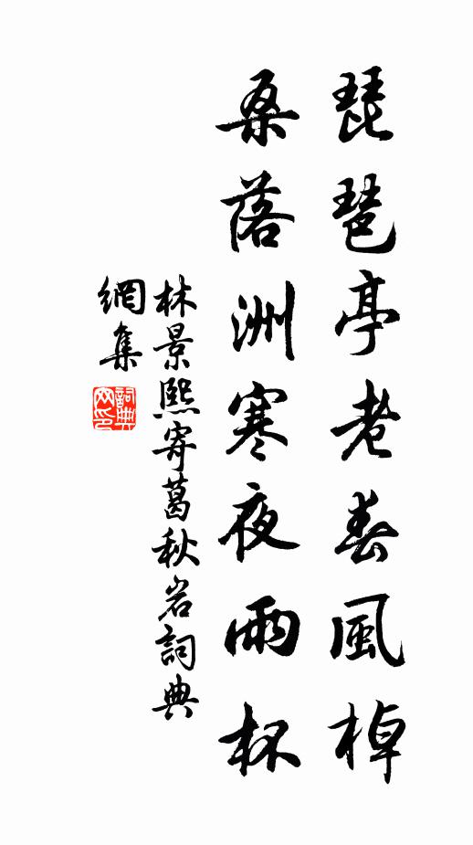 林景熙琵琶亭老春风棹，桑落洲寒夜雨杯书法作品欣赏
