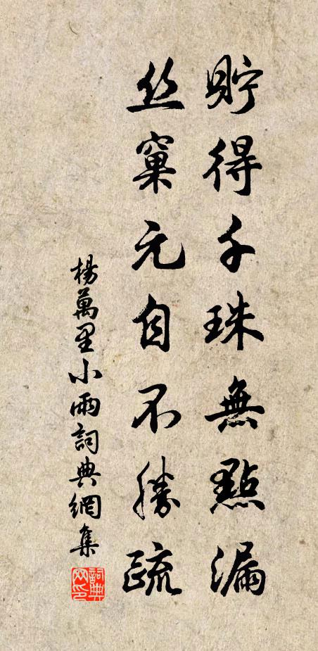 杨万里贮得千珠无点漏，丝窠元自不胜疏书法作品欣赏