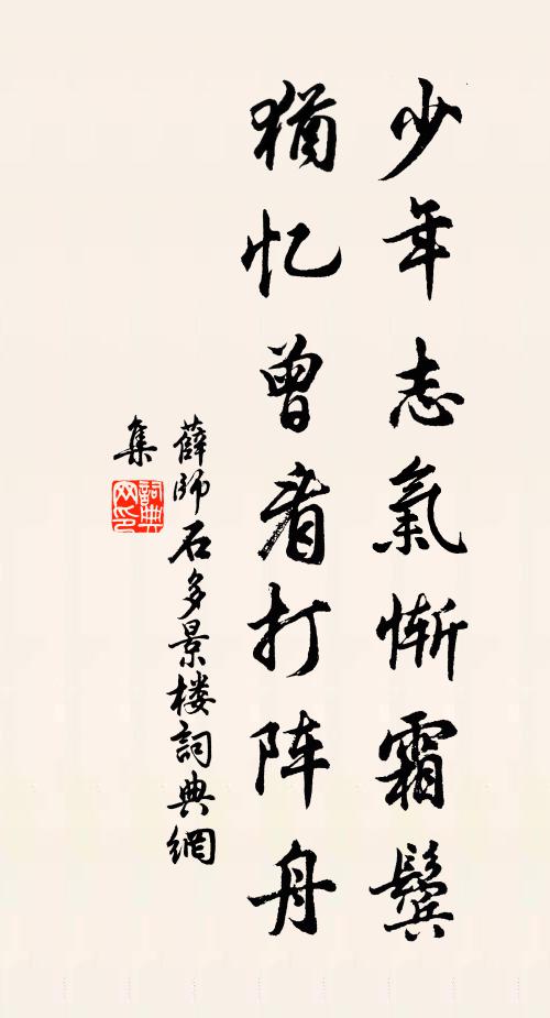 薛师石少年志气惭霜鬓，犹忆曾看打阵舟书法作品欣赏