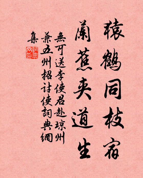无可猿鹤同枝宿，兰蕉夹道生书法作品欣赏