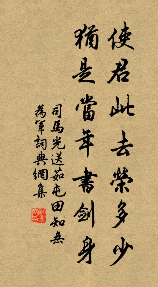 司马光使君此去荣多少，犹是当年书剑身书法作品欣赏