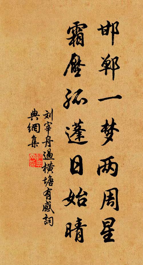 刘宰邯郸一梦两周星，霜压孤蓬日始晴书法作品欣赏