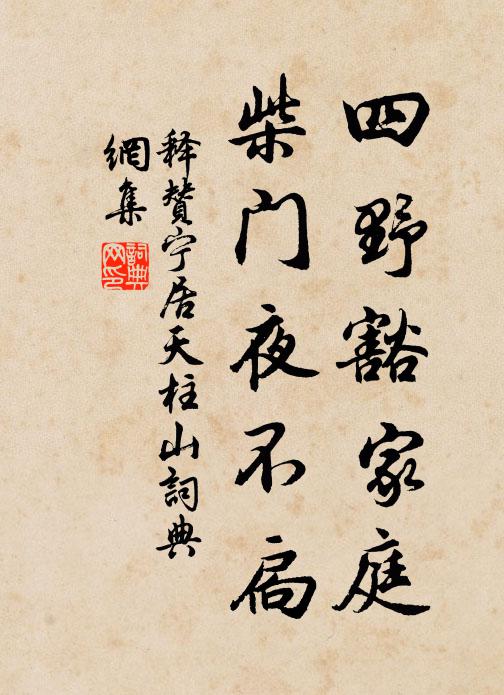 释赞宁四野豁家庭，柴门夜不扃书法作品欣赏