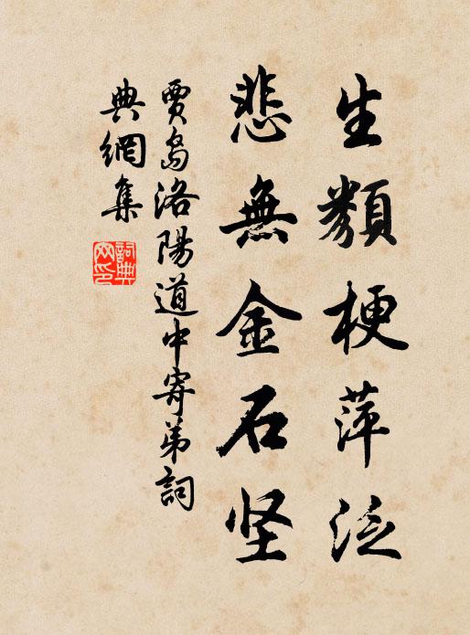 贾岛生类梗萍泛，悲无金石坚书法作品欣赏