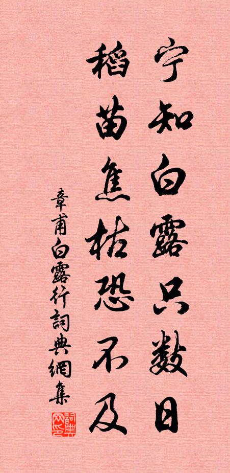 章甫宁知白露只数日，稻苗焦枯恐不及书法作品欣赏