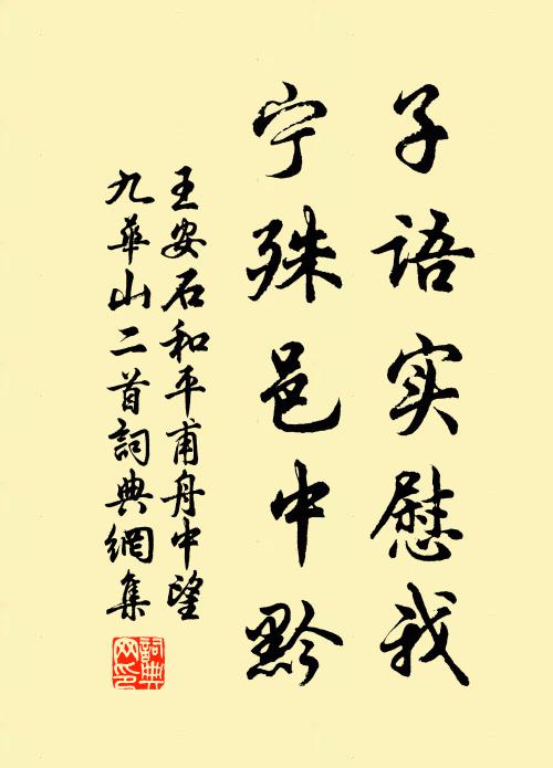 王安石子语实慰我,宁殊邑中黔书法作品欣赏