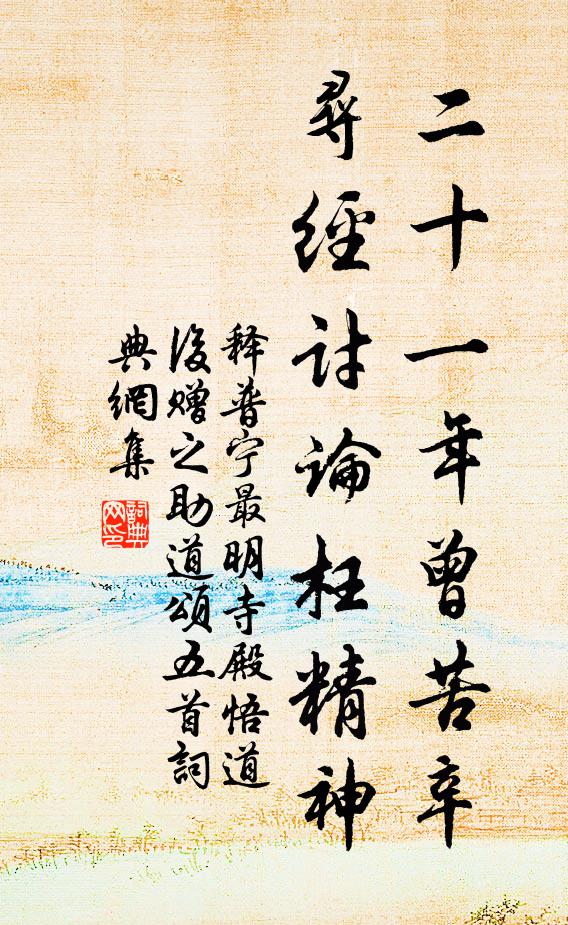 释普宁二十一年曾苦辛，寻经讨论枉精神书法作品欣赏