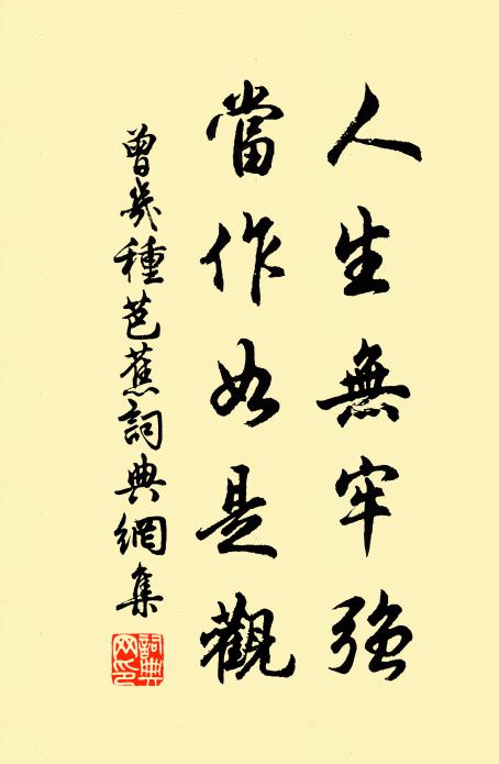 曾几人生无牢强，当作如是观书法作品欣赏