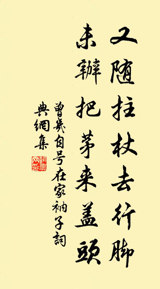 曾几又随拄杖去行脚，未办把茅来盖头书法作品欣赏