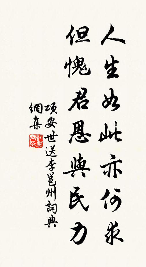 项安世人生如此亦何求，但愧君恩与民力书法作品欣赏