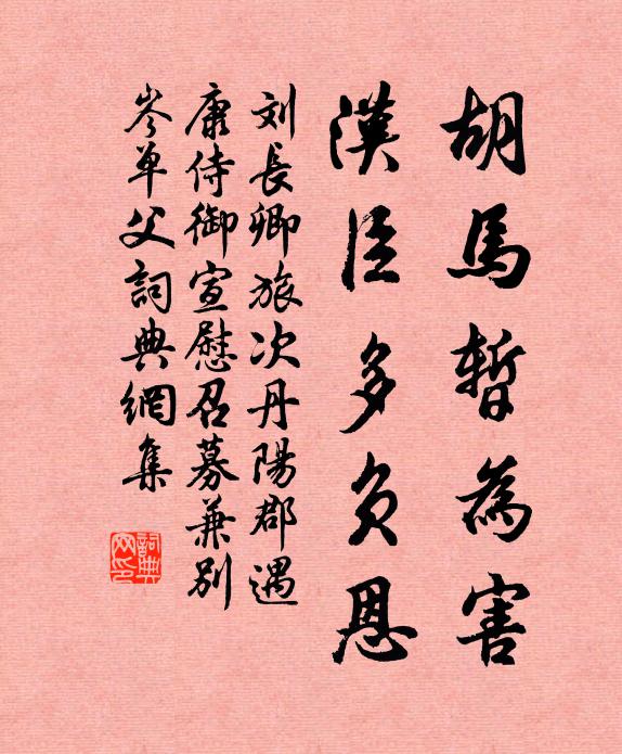 刘长卿胡马暂为害，汉臣多负恩书法作品欣赏