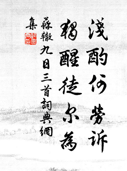 苏辙浅酌何劳诉，独醒徒尔为书法作品欣赏
