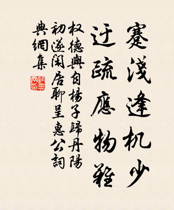 权德舆蹇浅逢机少，迂疏应物难书法作品欣赏
