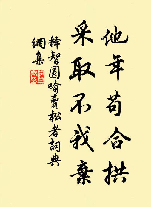 释智圆他年苟合拱，采取不我弃书法作品欣赏