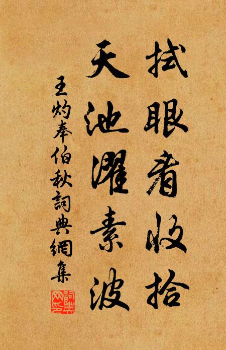 王灼拭眼看收拾，天池濯素波书法作品欣赏