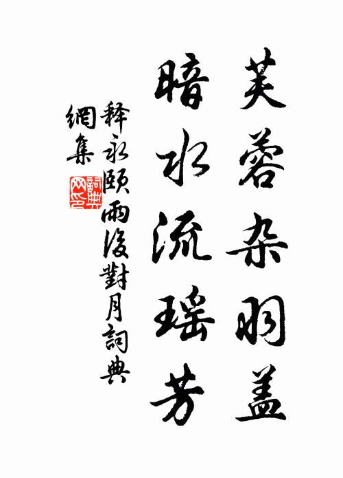 释永颐芙蓉杂羽盖，暗水流瑶芳书法作品欣赏
