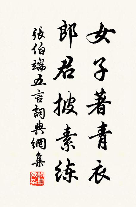 张伯端女子著青衣，郎君披素练书法作品欣赏