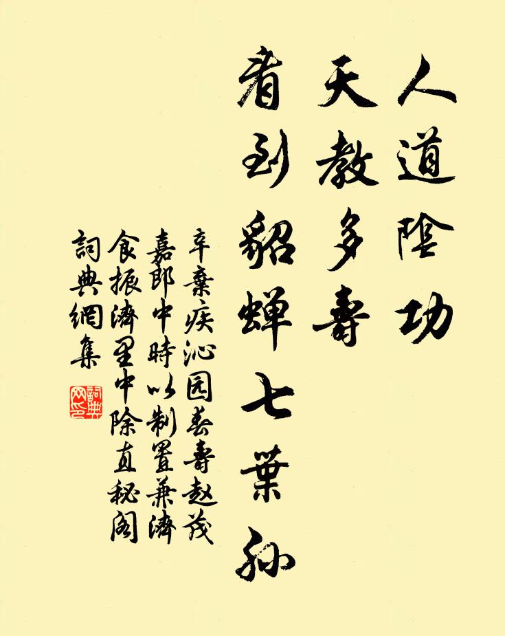 辛弃疾人道阴功，天教多寿，看到貂蝉七叶孙书法作品欣赏