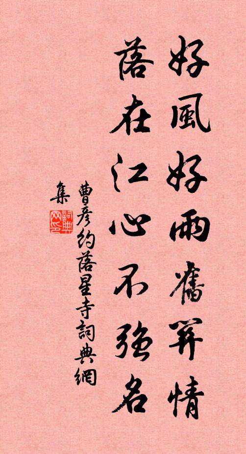 曹彦约好风好雨旧关情，落在江心不强名书法作品欣赏