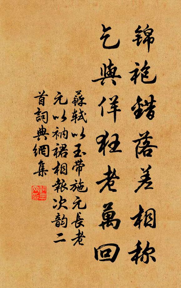 苏轼锦袍错落差相称，乞与佯狂老万回书法作品欣赏