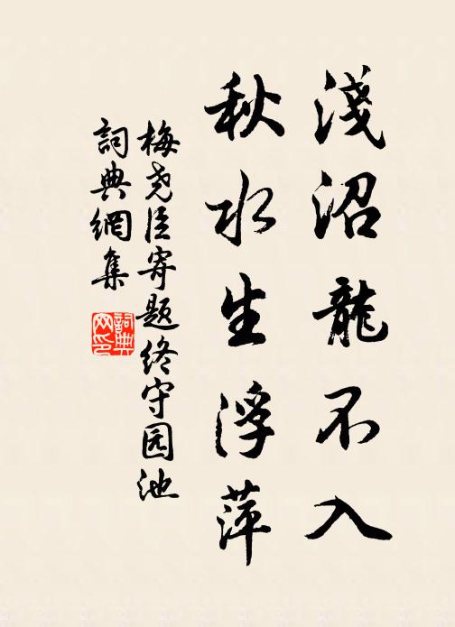 梅尧臣浅沼龙不入，秋水生浮萍书法作品欣赏