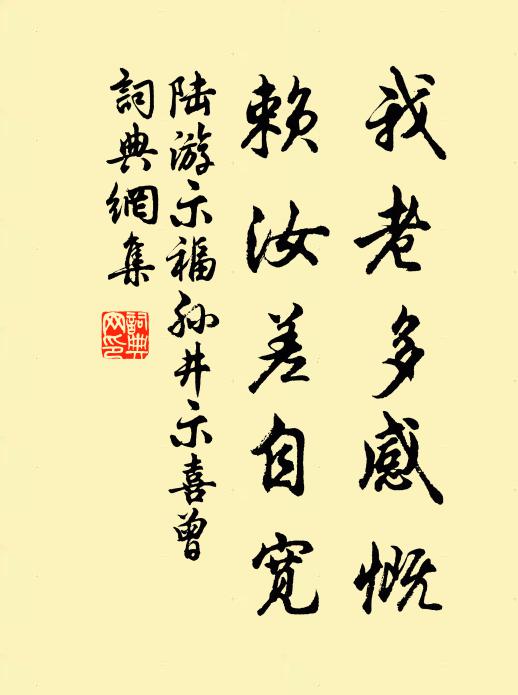 陆游我老多感慨，赖汝差自宽书法作品欣赏