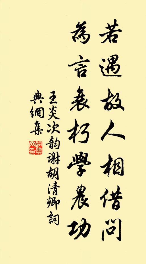 王炎若遇故人相借问，为言衰朽学农功书法作品欣赏